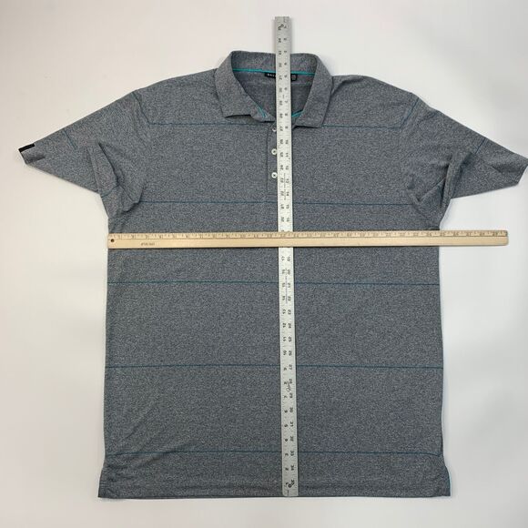 Devereux Polo Shirt Mens XXL 2XL Grey Blue Heathered Striped Performance Golf - Picture 5 of 9